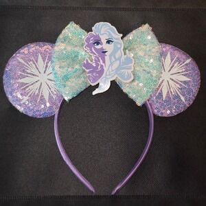 Kids Frozen Elsa Ear Headband‎ Iridescent Sequins Bow
